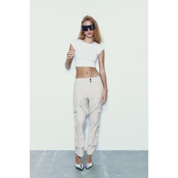 ZARA LINEN BLEND CARGO PANTS LIMITED EDITION. Small NWT $109 - Picture 8 of 11